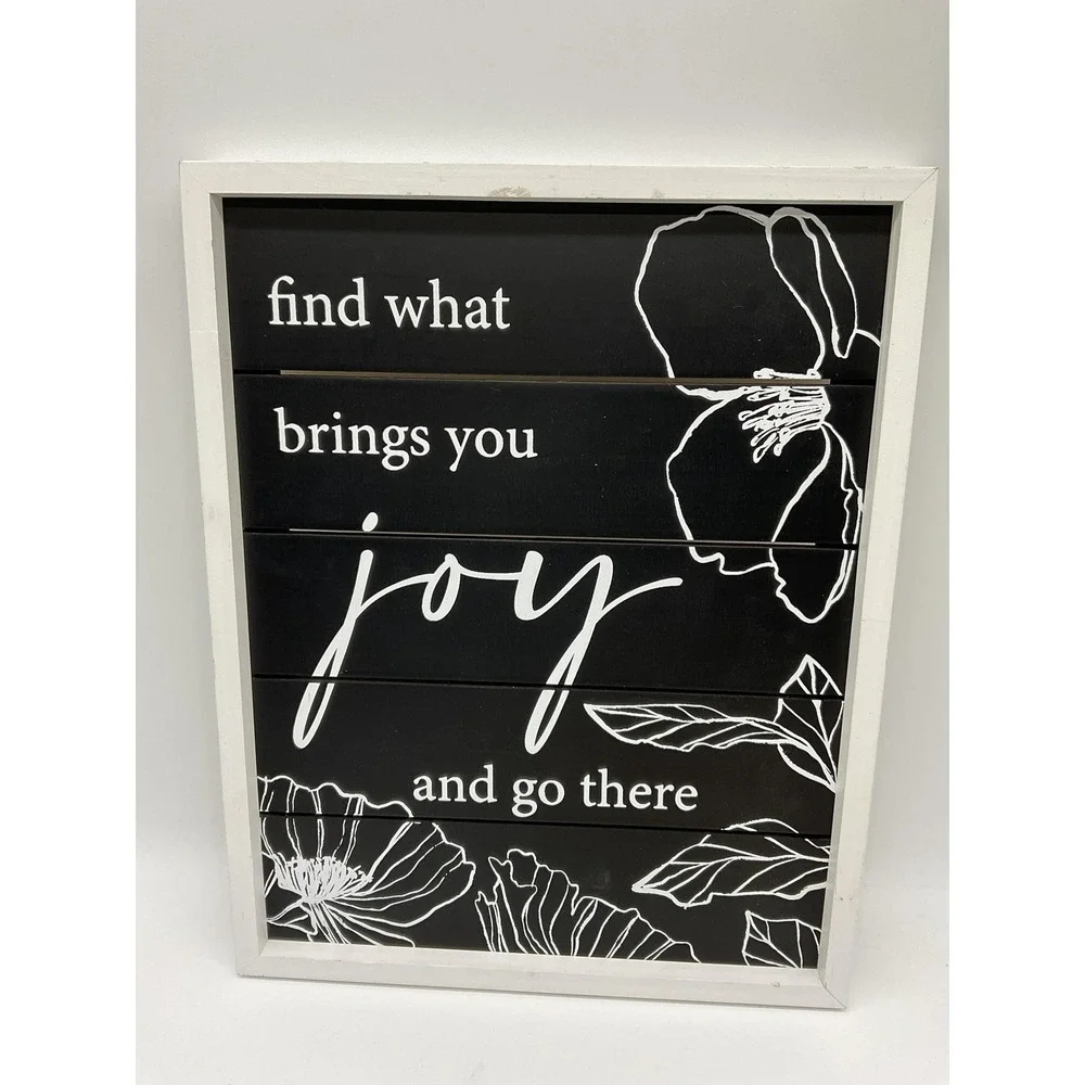 Rustic Wood Wall Sign Find What Brings You Joy Floral Farmhouse Decor Hanging